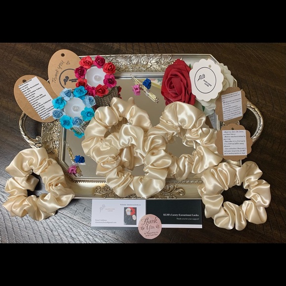 KLM’s Luxey Locks Handmade Hair Scrunchies - Beige - Picture 5 of 5